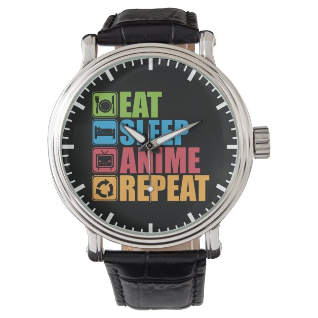 Otaku - Ät, viloläge, djur, Upprepa - Manga, lusti Armbandsur (Framsida)