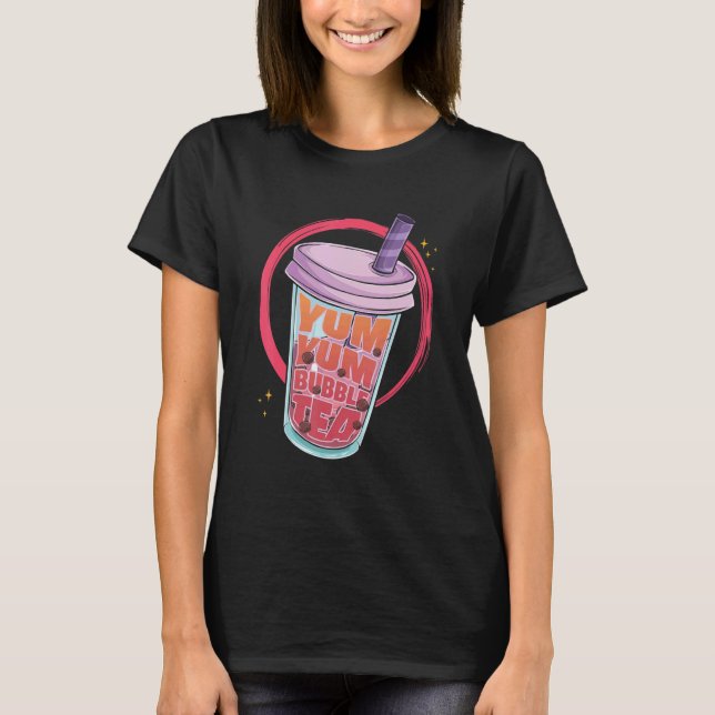 Otaku Boba Bubble Tea Yum Yum Bubble Tea T Shirt (Framsida)