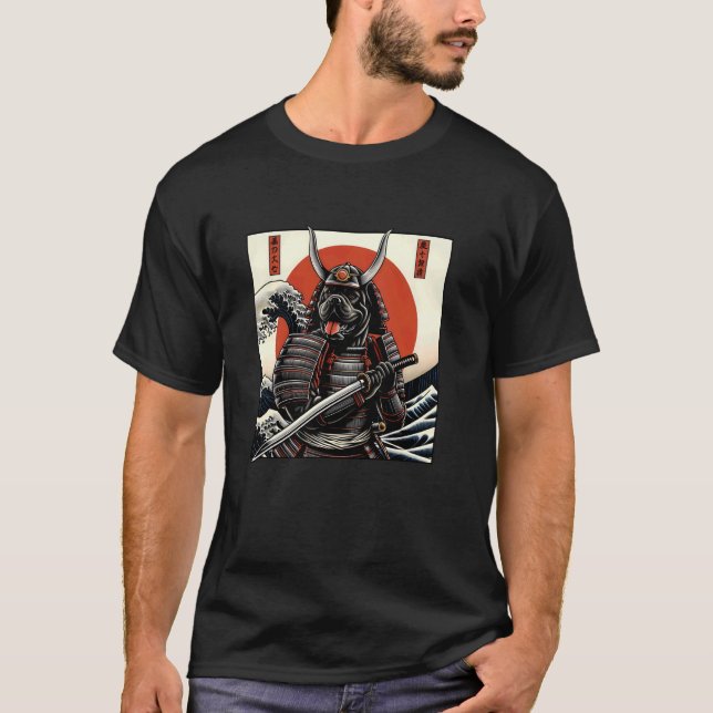 Otaku Cane Corso hund Samurai T Shirt (Framsida)