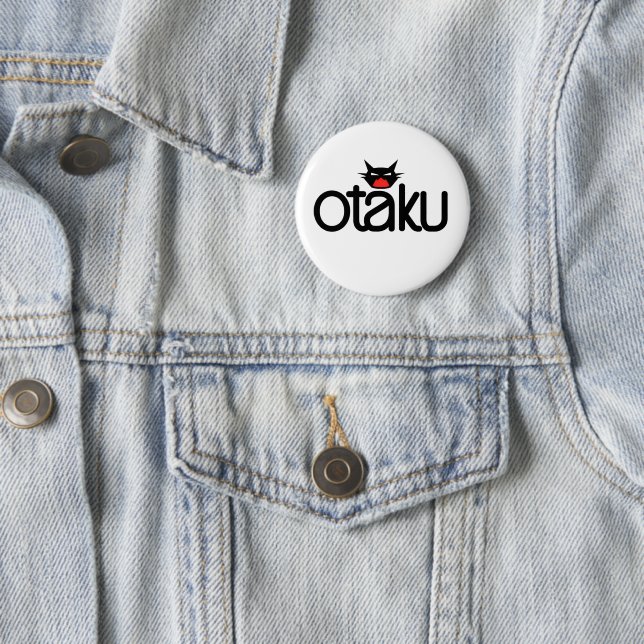 Otaku Cat Funny Slogan Knapp (In Situ)