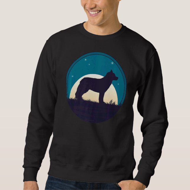 Otaku Huskie Hund Retro 6 Lång Ärmad Tröja (Framsida)