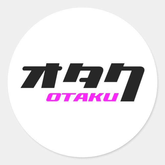 Otaku & Katakana Runt Klistermärke (Framsida)