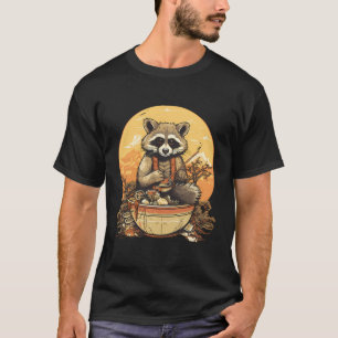 Otaku Kawaii Anime Raccoon Eat Japansk Food Ramen T Shirt