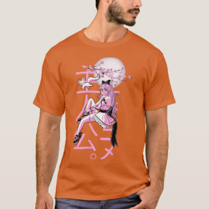 Otaku Manga Anime Girl Japansk Cherry Blommar Sak T Shirt