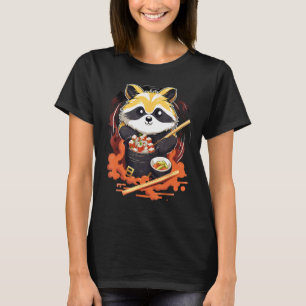 Otaku Raccoon Eat Japansk Food Ramen Noodles 2 T Shirt