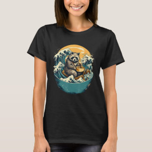 Otaku Raccoon Eat Japansk Food Ramen Noodles 6 T Shirt