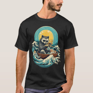 Otaku Raccoon Eat Japansk Food Ramen Noodles 7 T Shirt
