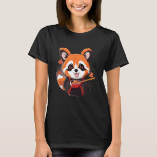 Otaku Red Panda Eat Ramen Noodles Cherry Blommar T Shirt