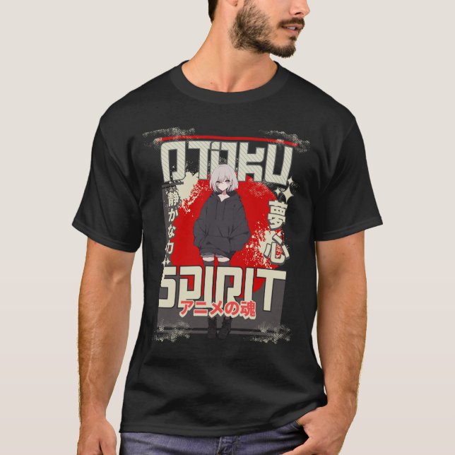 Otaku Spirit Anime Aesthetic Design T Shirt (Framsida)