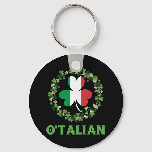 O'talian Italian Irish Saint Patricks Day Shamrock Nyckelring (Framsida)