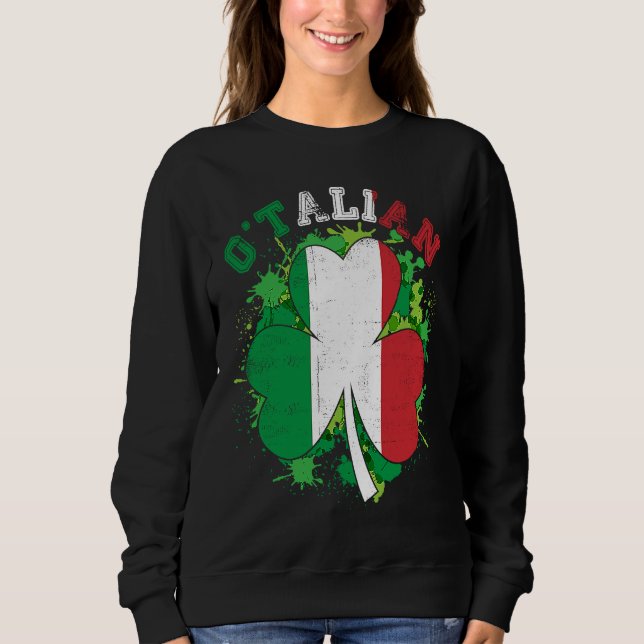 O'talian Italy Flag Shamrock Leaf Saint Patrick's  T Shirt (Framsida)