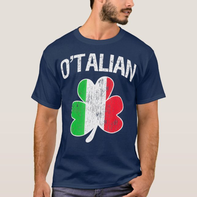 OTalian Italy Shamrock Flagga Italien Pride Irish T Shirt (Framsida)