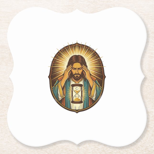 Otålig Jesus Laddar Timglas Långsam Internet Te Underlägg Papper (Framsida)