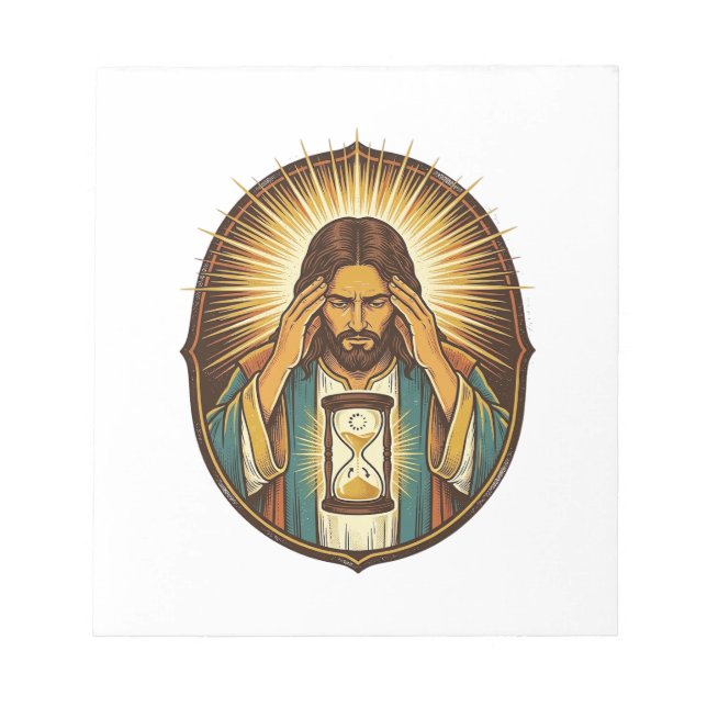 Otåliga Jesus Laddar Timglas Långsam Internet Te Anteckningsblock (Framsida)