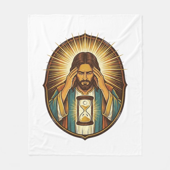 Otåliga Jesus Laddar Timglas Långsam Internet Te Fleecefilt (Framsidan)