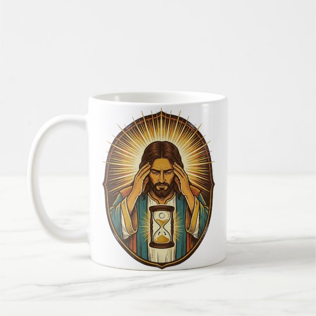 Otåliga Jesus Laddar Timglas Långsam Internet Te Kaffemugg (Vänster)