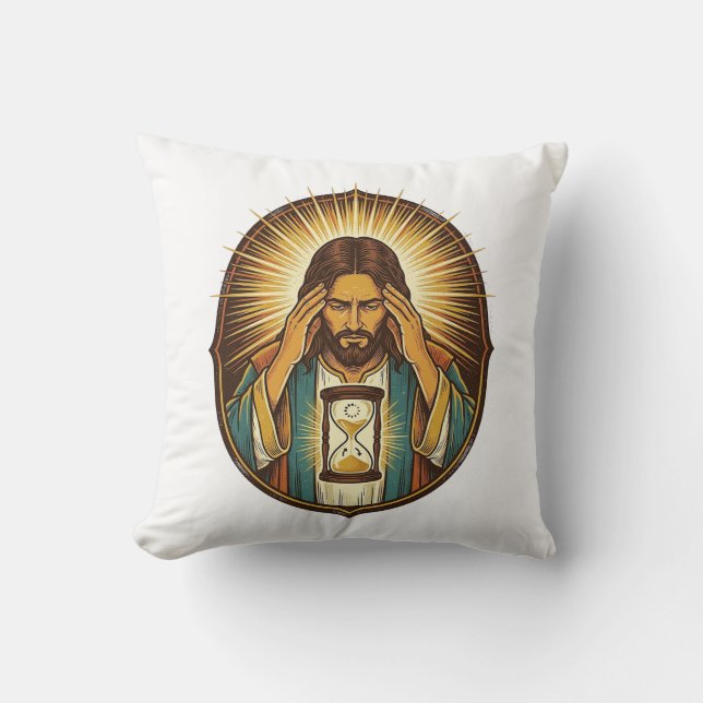 Otåliga Jesus Laddar Timglas Långsam Internet Te Kudde (Framsida)
