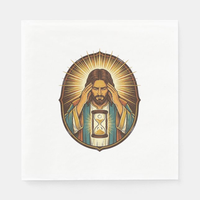 Otåliga Jesus Laddar Timglas Långsam Internet Te Pappersservett (Framsidan)
