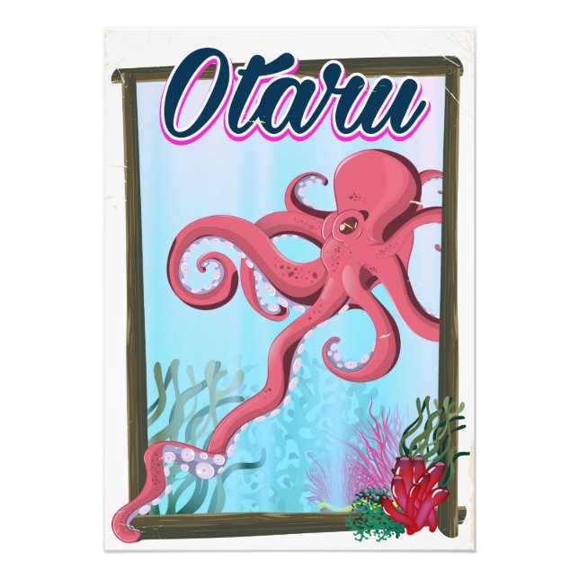 Otaru Japan Squid-reseaffisch Fototryck (Framsidan)