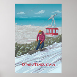 Otaru Tenguyama Japan Snowboard Resorera Klippat A Poster