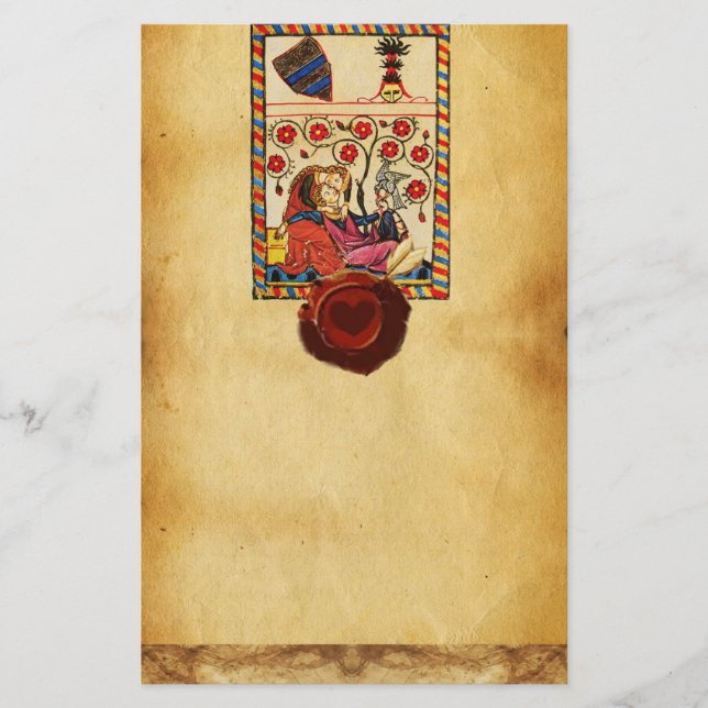 ÖTERNAL KÄRLEK PARCHMENT RED HEART VAX SEAL BREVPAPPER (Framsida)