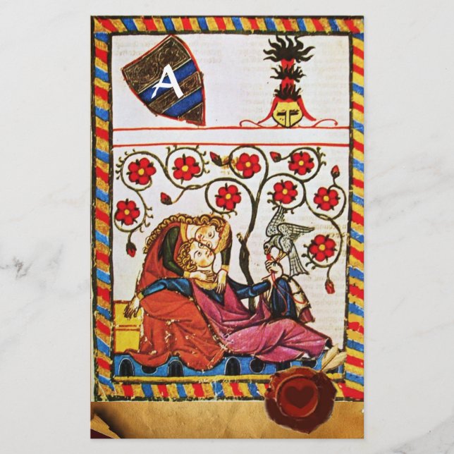 ÖTERNALA KÄRLEK PARCHMENT RED HEART VAX SEAL MONOG BREVPAPPER (Framsida)