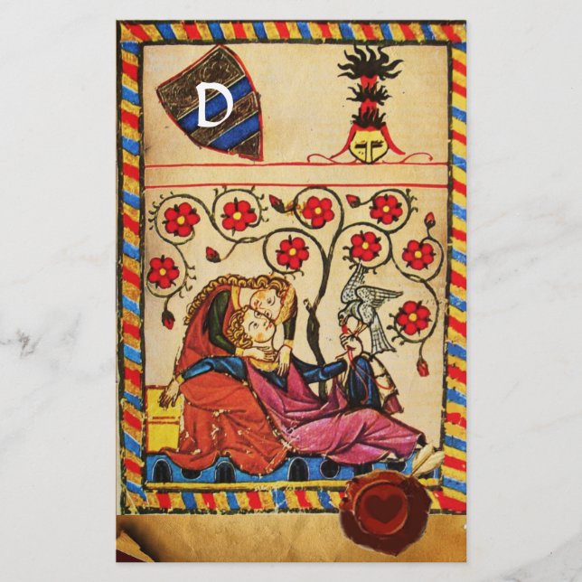 ÖTERNALA KÄRLEK PARCHMENT RED HEART VAX SEAL MONOG BREVPAPPER (Framsida)