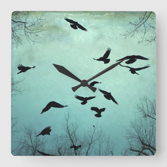 Otervärldsblå Fyrkantig Klocka (Framsida)