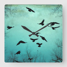 Otervärldsblå Fyrkantig Klocka