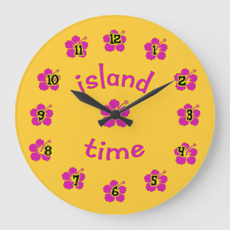 Ötid! Hibiscus Motif Wall Clock Stor Klocka