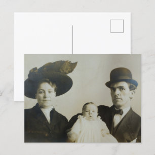 Otillgänglig pappa i Bowlareare Family RPPC B&W-fo Vykort