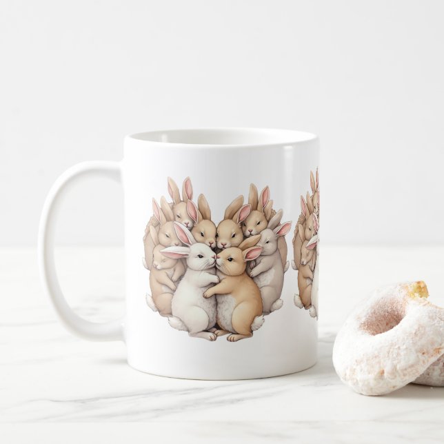 Otillgängliga bunnier i en Mysigt Pastel Hug Illus Kaffemugg (Med munk)