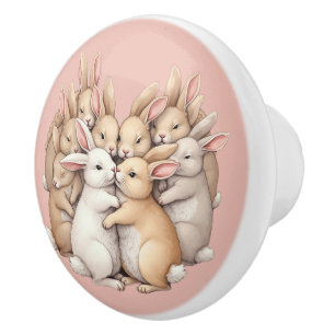 Otillgängliga bunnier i en Mysigt Pastel Hug Illus Knopp