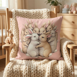 Otillgängliga bunnier i en Mysigt Pastel Hug Illus Kudde