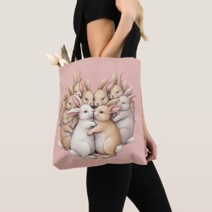 Otillgängliga bunnier i en Mysigt Pastel Hug Illus Tygkasse