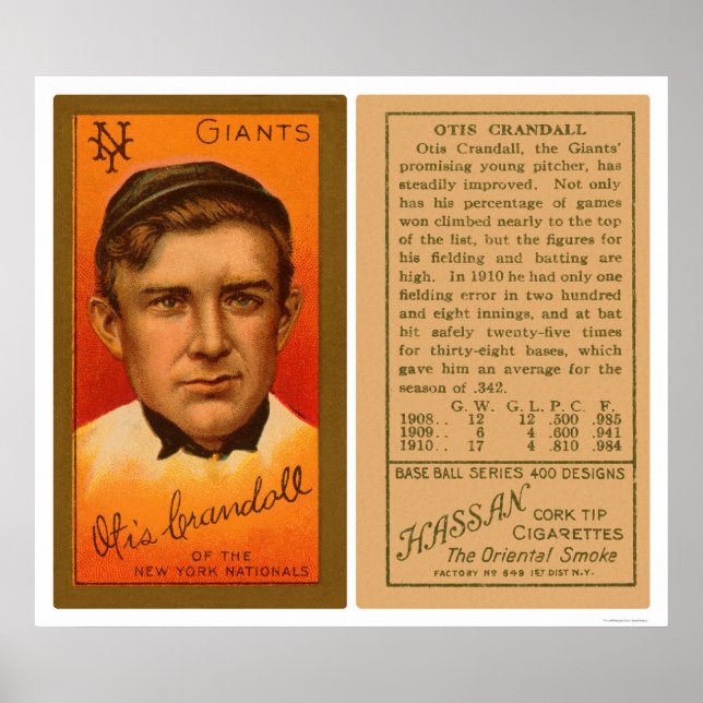 Otis Crandall Giants Baseball 1911 Poster (Framsidan)