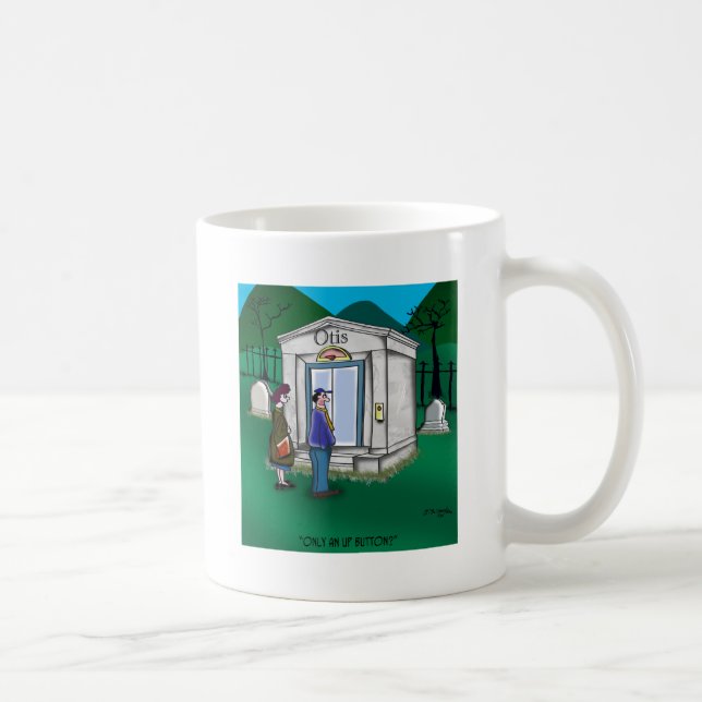 Otis Elevator Mausoleum har endast en upp-knapp Kaffemugg (Höger)