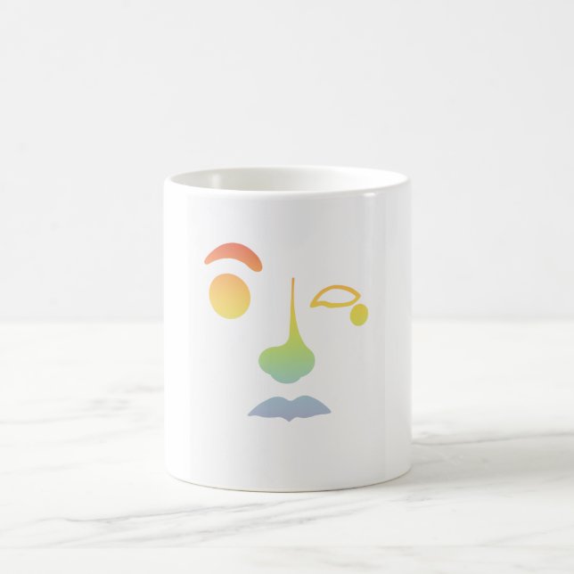 Otitlead Abstrakt Ansikte: Regnbåge Kaffemugg (Center)
