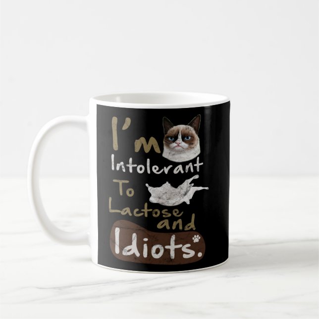 Otolerant mot laktos och Idiots Kitten Arg Katt Kaffemugg (Vänster)