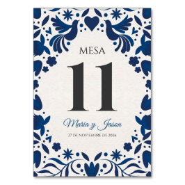 Otomi Blue Floral Elegant Fiesta Spanish Wedding Bordsnummer