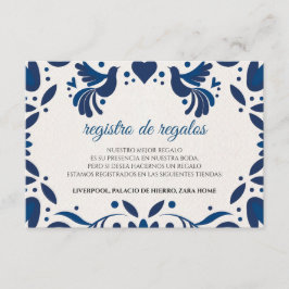 Otomi Blue Floral Elegant Fiesta Spanish Wedding Tilläggskort