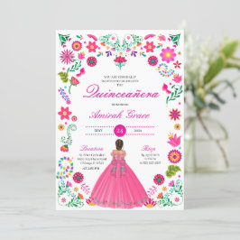 Otomi Embroidery Princess Quinceañera-inbjudan Inbjudningar