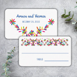Otomi, färglös otomi, fåglar och blommor placeringskort