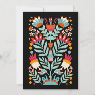 Otomi Flower Mönster Mexican Blommigt Art Inbjudningar