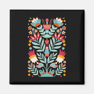 Otomi Flower Mönster Mexican Blommigt Art Magnet