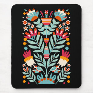 Otomi Flower Mönster Mexican Blommigt Art Musmatta