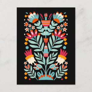 Otomi Flower Mönster Mexican Blommigt Art Vykort