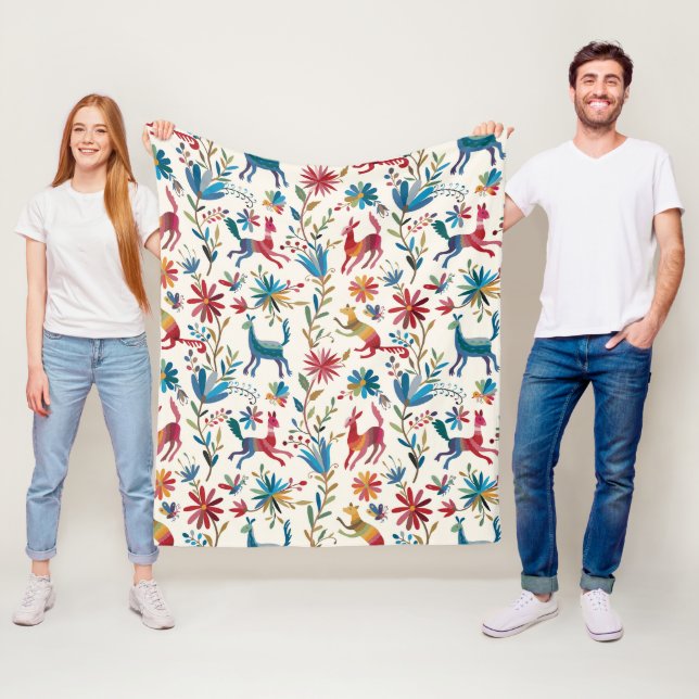 Otomi-inspirerad design fleecefilt (På plats)