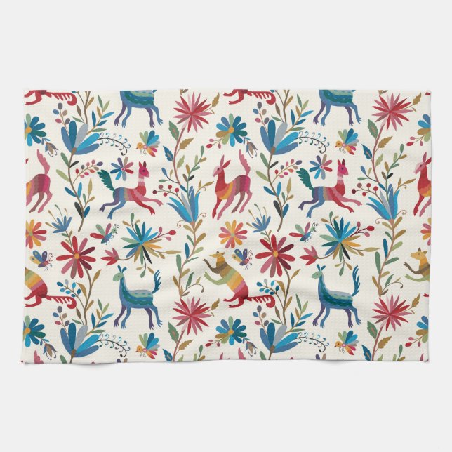 Otomi-inspirerad design kökshandduk (Horisontell)