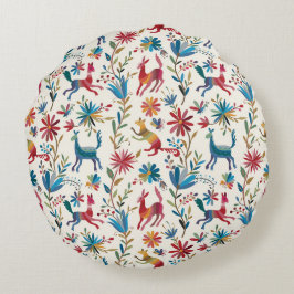 Otomi-inspirerad design rund kudde